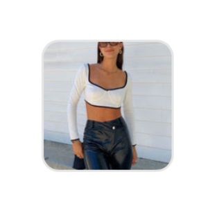Rebelflow bustier crop top knit long sleeve white & black medium brand new